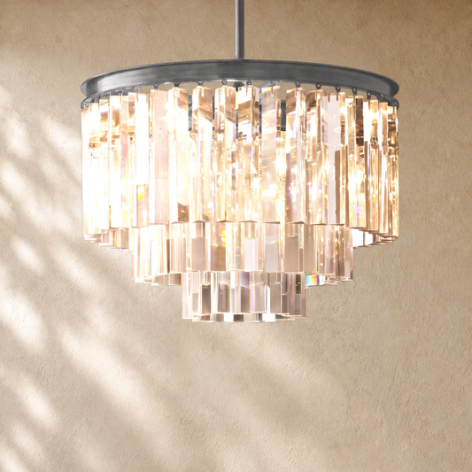 1920s Round Crystal Chandelier
