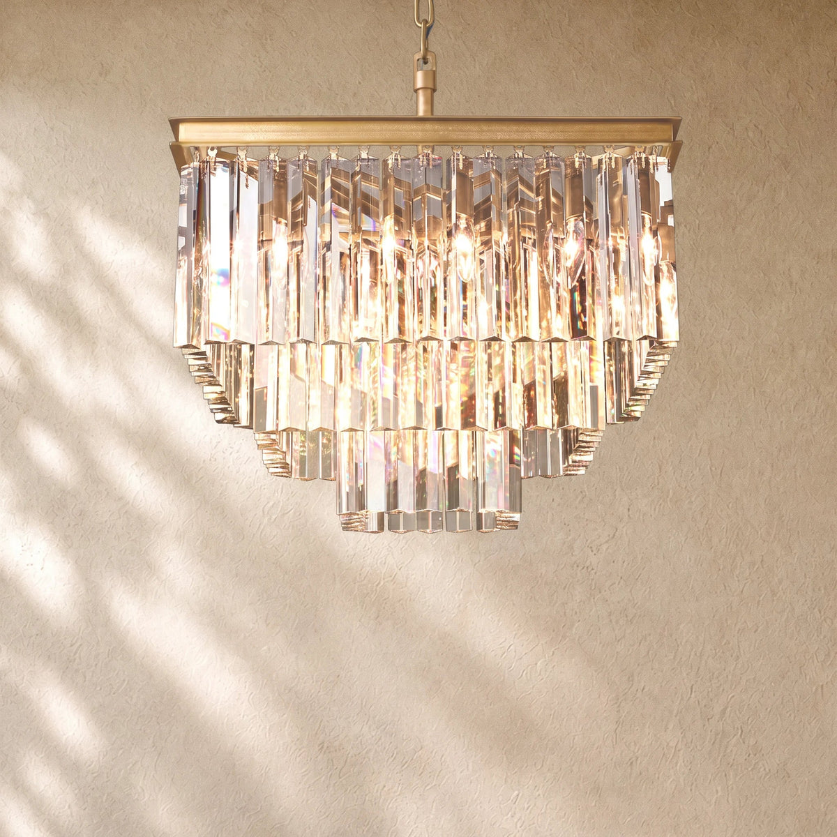 1920s Crystal Square Chandelier