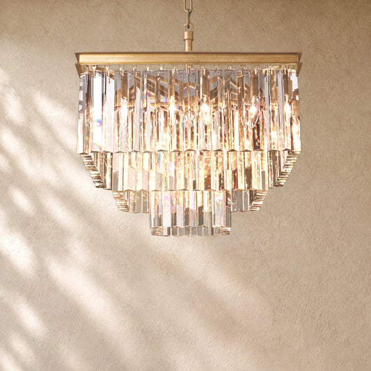 1920s Crystal Square Chandelier