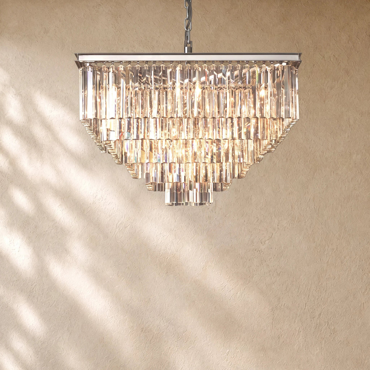 1920s Crystal Square Chandelier