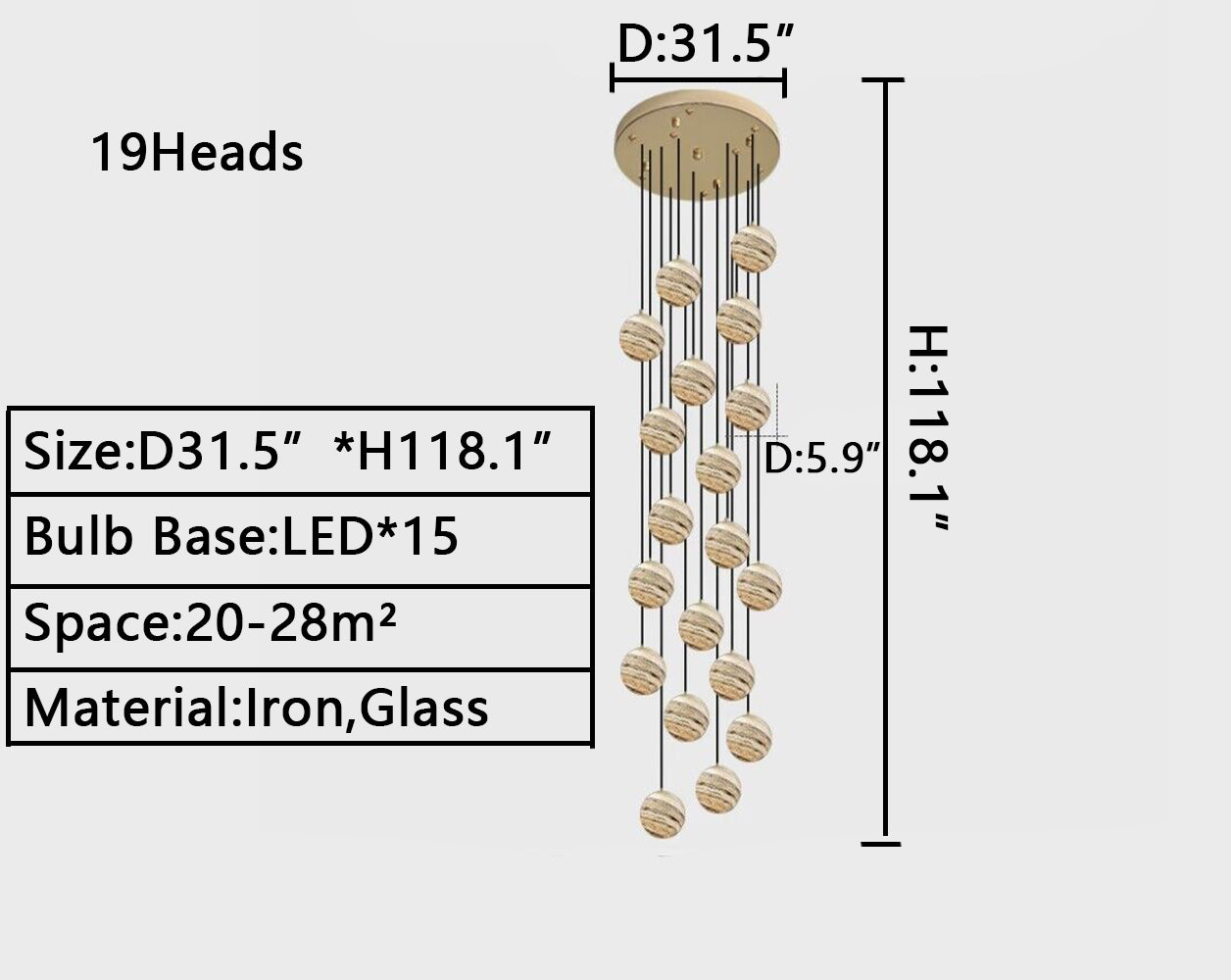 Morylighting Celestial Orb Long Pendant Chandelier - Background Shot