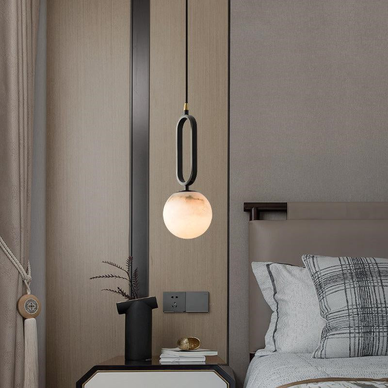 Morylighting Alabaster Sphere Sculptural Pendant Light - grand American foyer with double-height ceiling