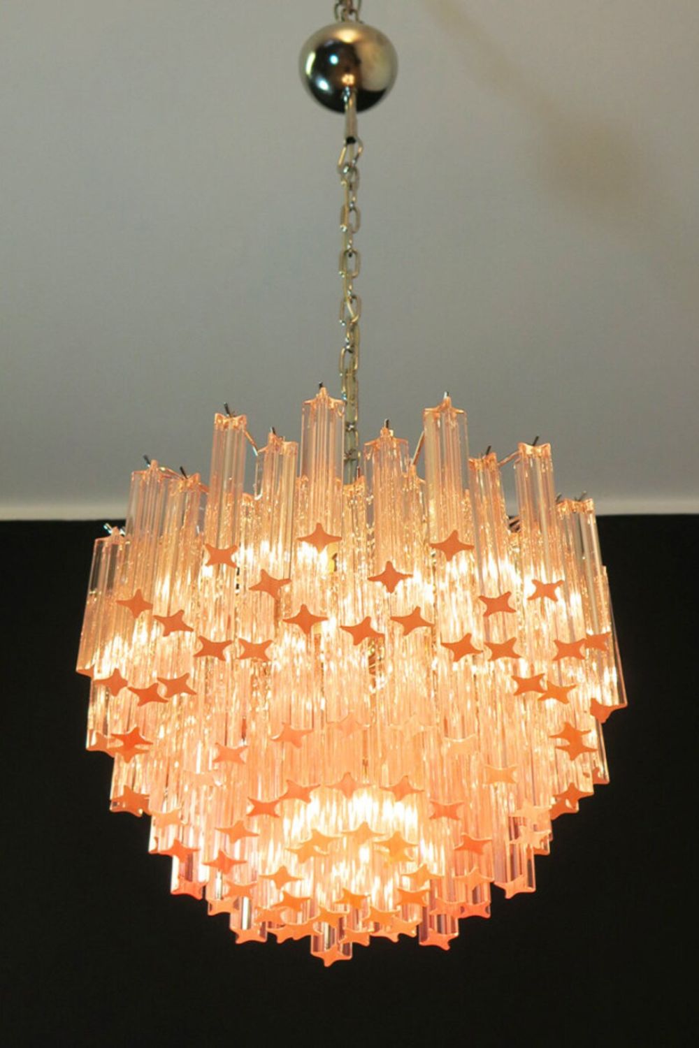 Venetian Pink Crystal Tube Art Chandelier - view 2 | morylighting