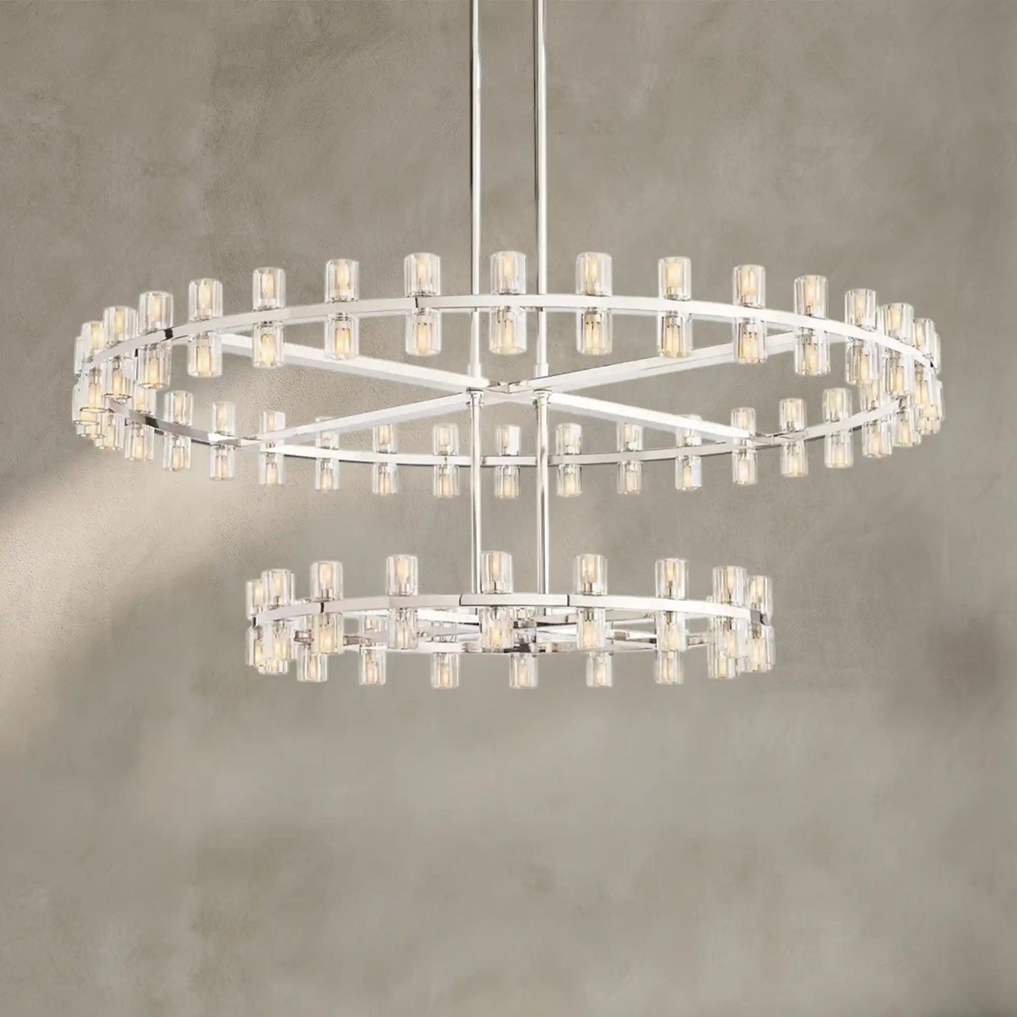 Reger Crystal 2-Tier Round Chandelier 60" for Living Room