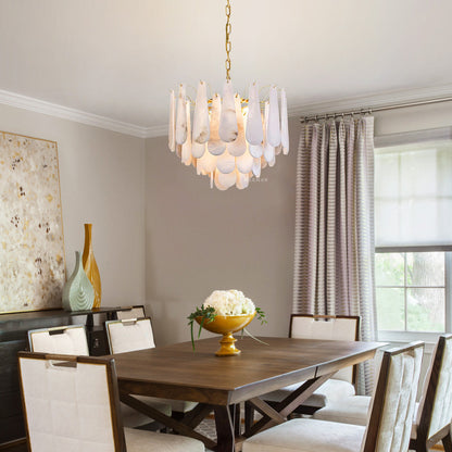 Alabaster Feathery Chandelier 21.7"D 31.5"D
