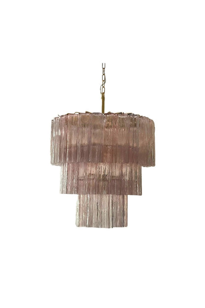 Art light pink glass tube chandelier | morylighting