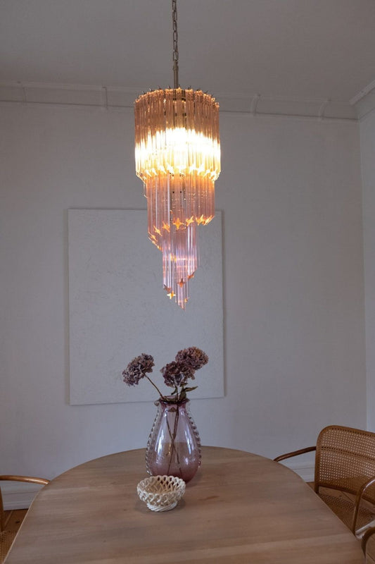 Pink Art Glass Prism Spiral Chandelier - view 2 | morylighting