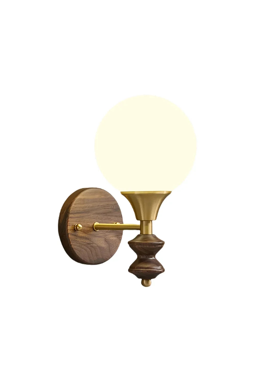 Vintage Globe Walnut Wood Wall Lamp | morylighting