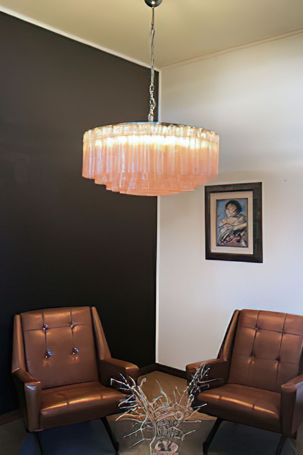 Pink Art Glass Tube Chandelier - view 2 | morylighting