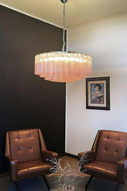 Pink Art Glass Tube Chandelier - view 2 | morylighting