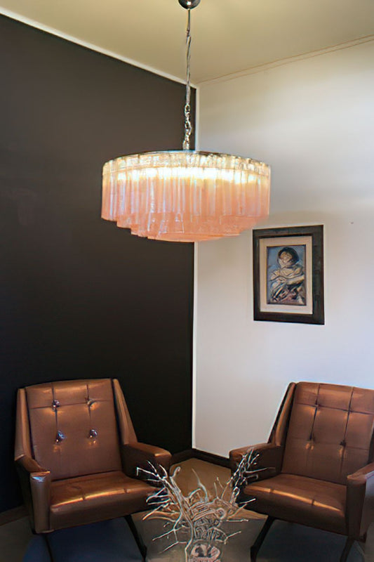 Pink Art Glass Tube Chandelier - view 2 | morylighting