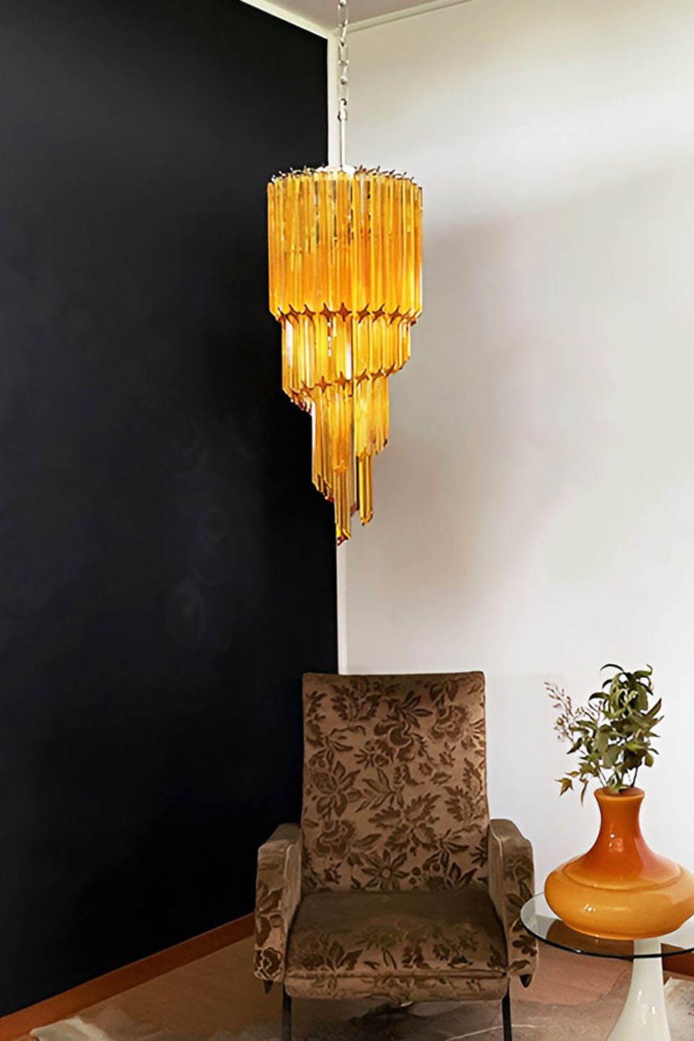 Amber Murano Glass Prism Spiral Chandelier - view 3 | morylighting