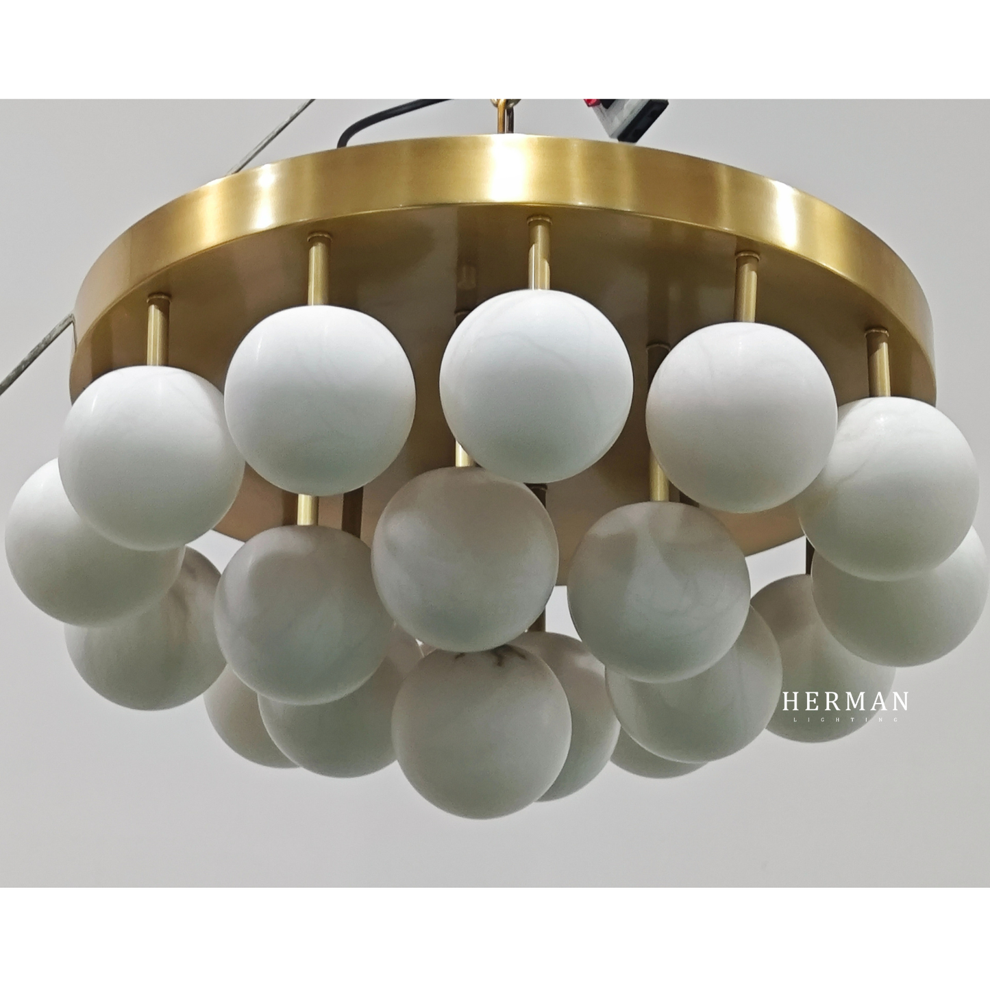 Alabaster Semi Flush Mount with Etched Opal Marble Shades