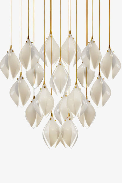 Gold Stem Ceramic Flower Chandelier - view 21 | morylighting