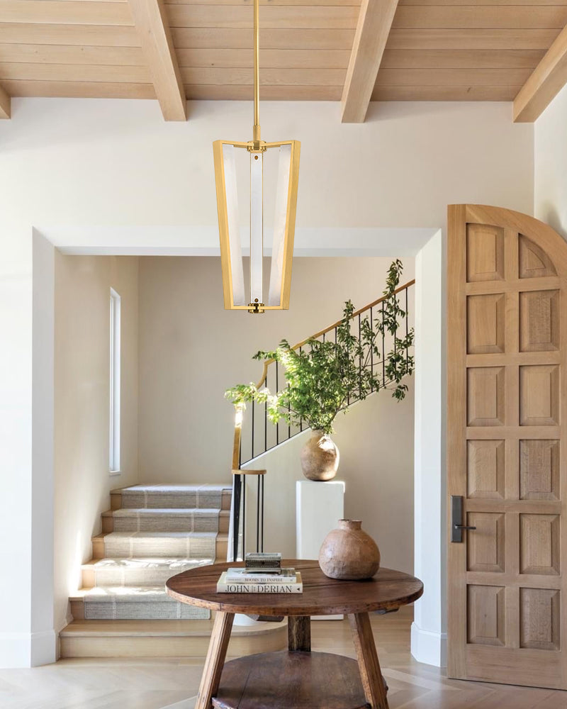 Aged Brass/Black LED Arm Edgemere Cage Collection Linear Pendants Light 16"