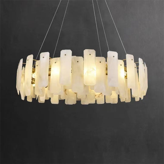 Alabaster Flake Round Chandelier 20" 23" 31" 39''D - morylighting