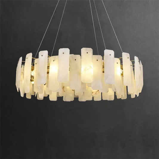 Alabaster Flake Round Chandelier 20" 23" 31" 39''D - morylighting