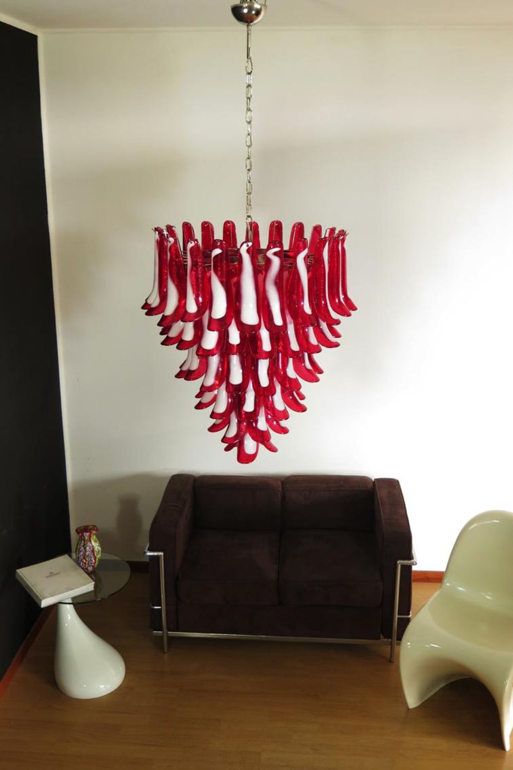 Mid-Century Red Art Glass Petal Chandelier - view 2 | morylighting