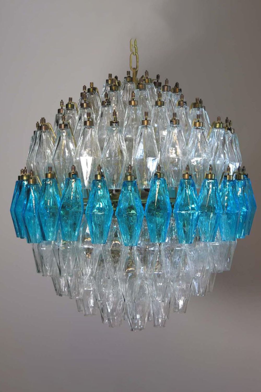 Blue and clear Art glass spherical chandelier - view 3 | morylighting