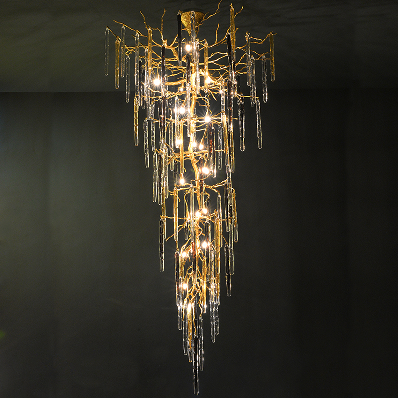 Dora Raindrop Colorful Crystal Staircase Chandelier - morylighting