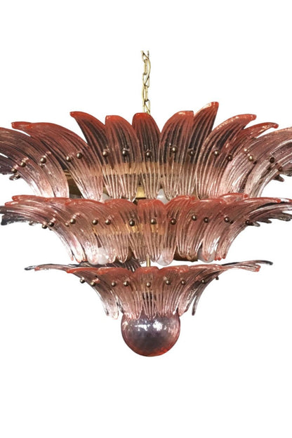 Art Vintage Palm Pink Triple Glass Chandelier - view 11 | morylighting