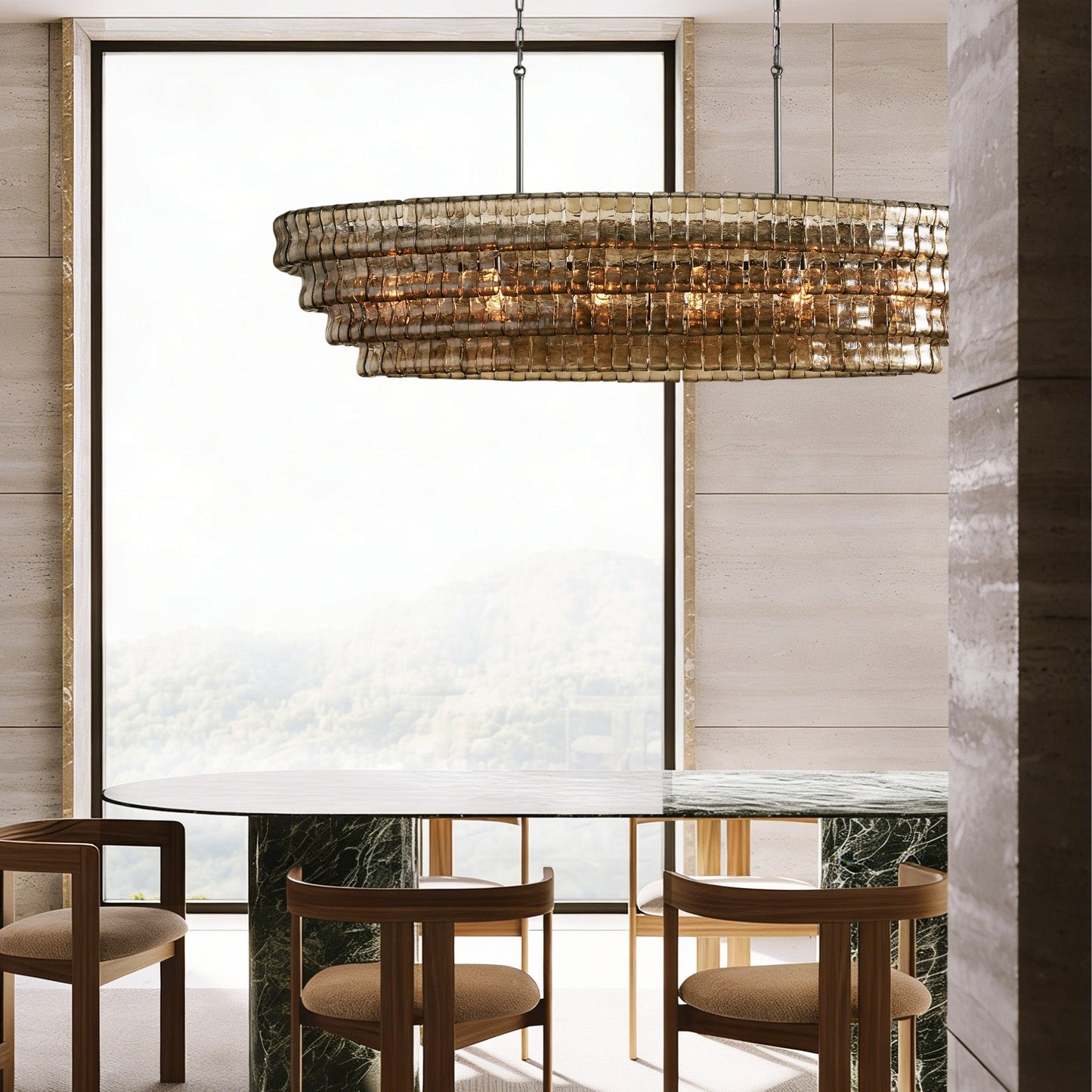 Glacien Oval Chandelier 54"W/65"W