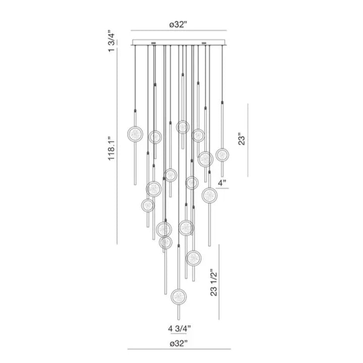 Modern Floating Galss Ball Brass Chandelier for High-ceiling