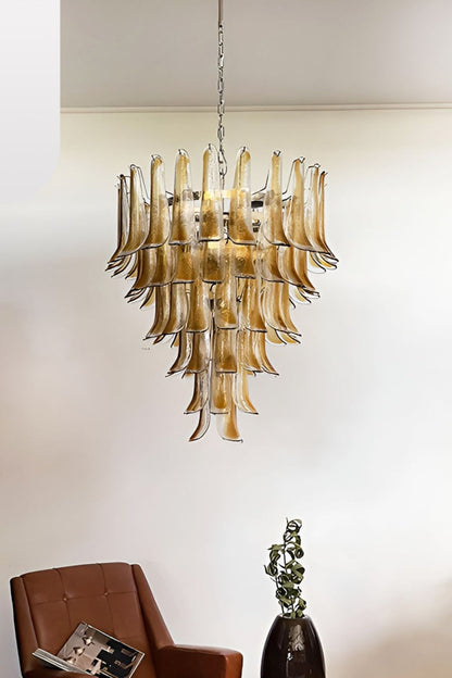 Amber Art Glass Petal Cascade Chandelier - view 4 | morylighting