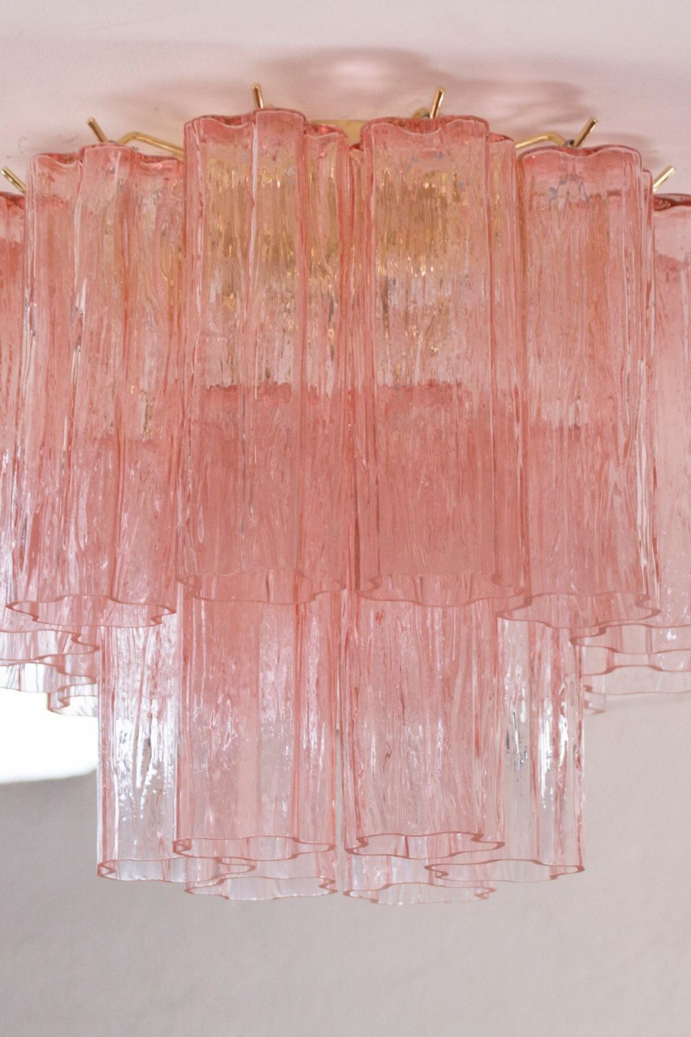 Vintage Pink Murano Tronchi Glass Ceiling Light - view 4 | morylighting