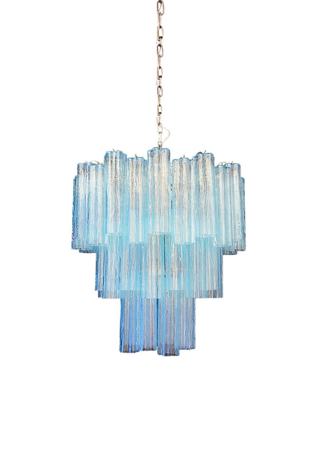 Three-tier Art Venetian blue glass chandelier | morylighting