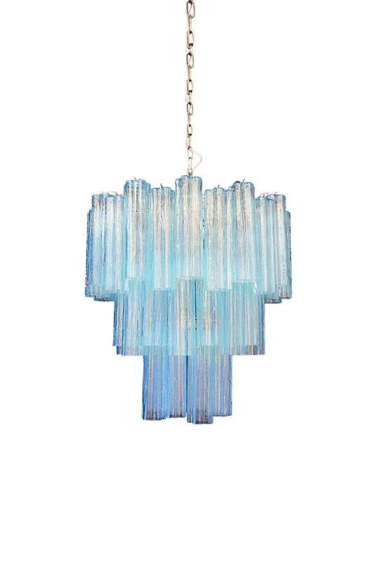 Three-tier Art Venetian blue glass chandelier | morylighting