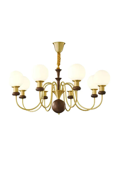 Vintage Walnut Wood Globe Chandelier | morylighting
