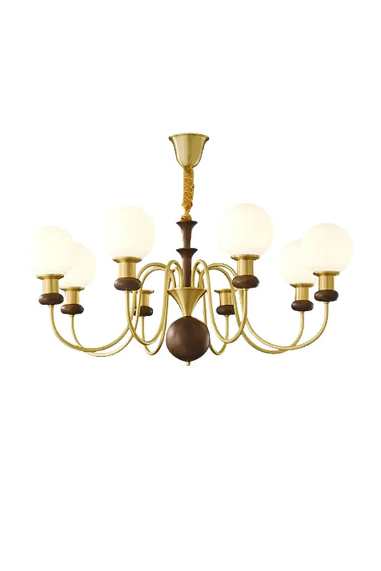 Vintage Walnut Wood Globe Chandelier | morylighting