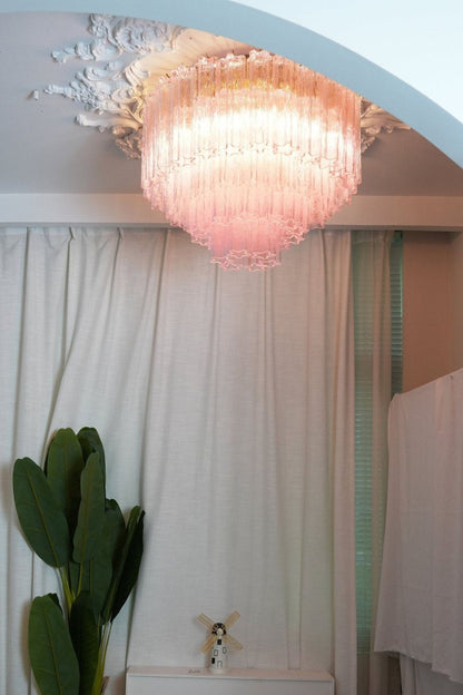 Large Pink Art Glass Tronchi Ceiling Light - view 2 | morylighting
