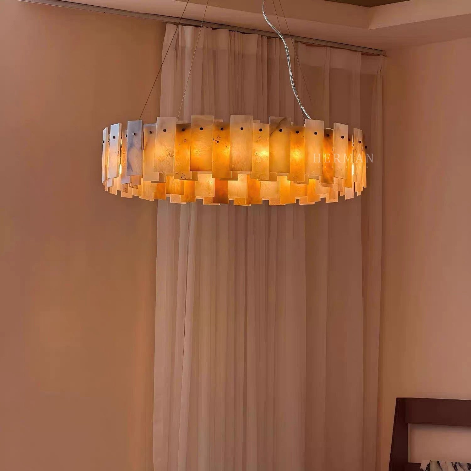 Halo Round Alabaster Chandelier
