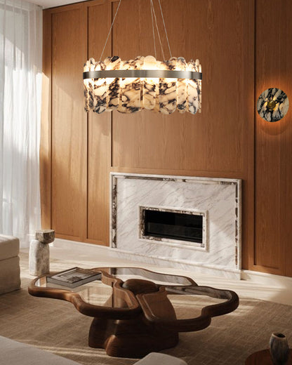 Modern LED Marble Round Chandelier 24" 32"