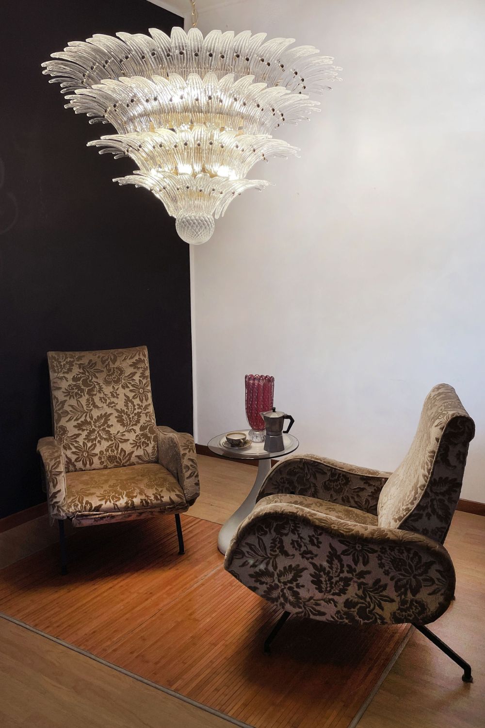 Art Palm Leaf 4-Tier Clear Glass Chandelier - view 3 | morylighting