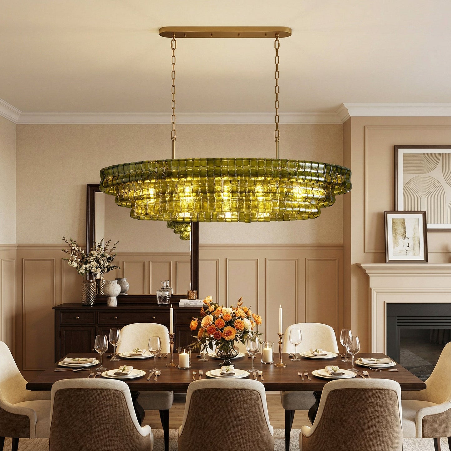 Glacien Oval Chandelier 54"W/65"W