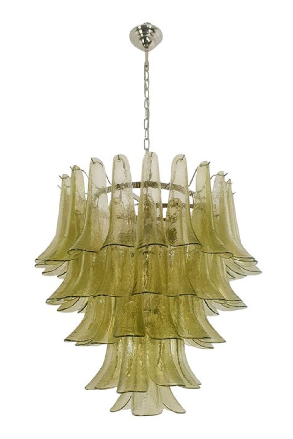 1970s Green Art Glass Petal Chandelier - view 11 | morylighting