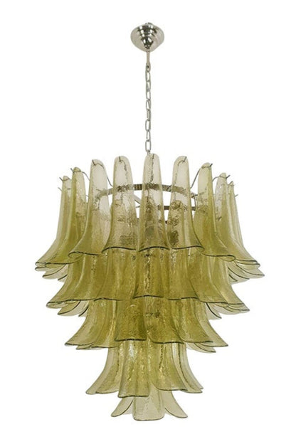 1970s Green Art Glass Petal Chandelier - view 11 | morylighting