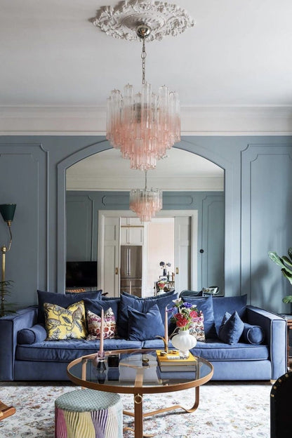 Pink Gradient Art Glass Tube Chandelier - view 3 | morylighting