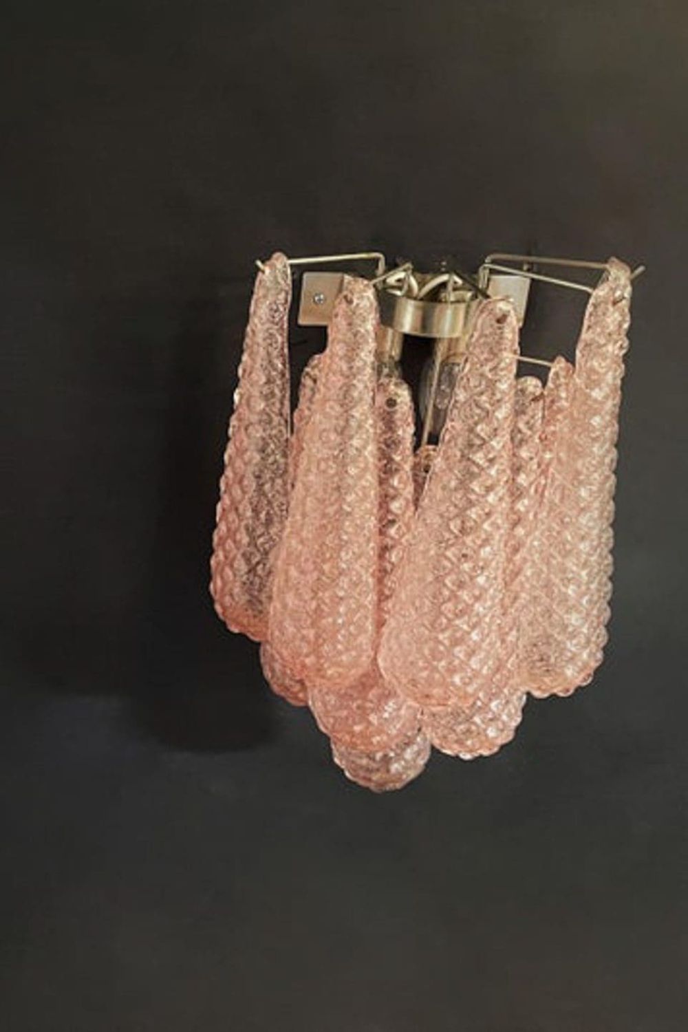 1970s Pink Art Glass Petal Wall Lamp - view 3 | morylighting