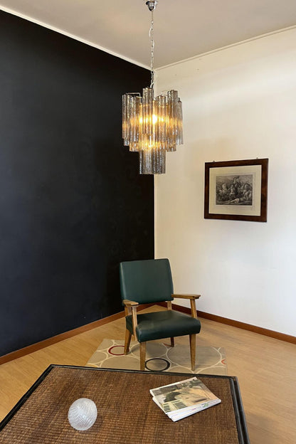 Vintage Smoked Glass Tube Chandelier - view 2 | morylighting