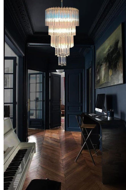 Transparent Art Glass Prism Tiered Chandelier - view 3 | morylighting