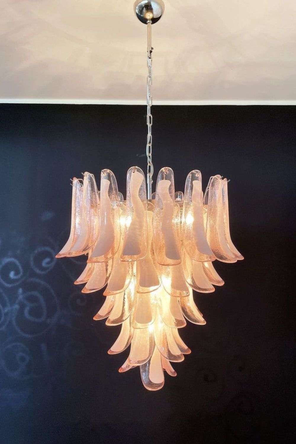 Art Blush Pink Glass Petal Chandelier - view 3 | morylighting
