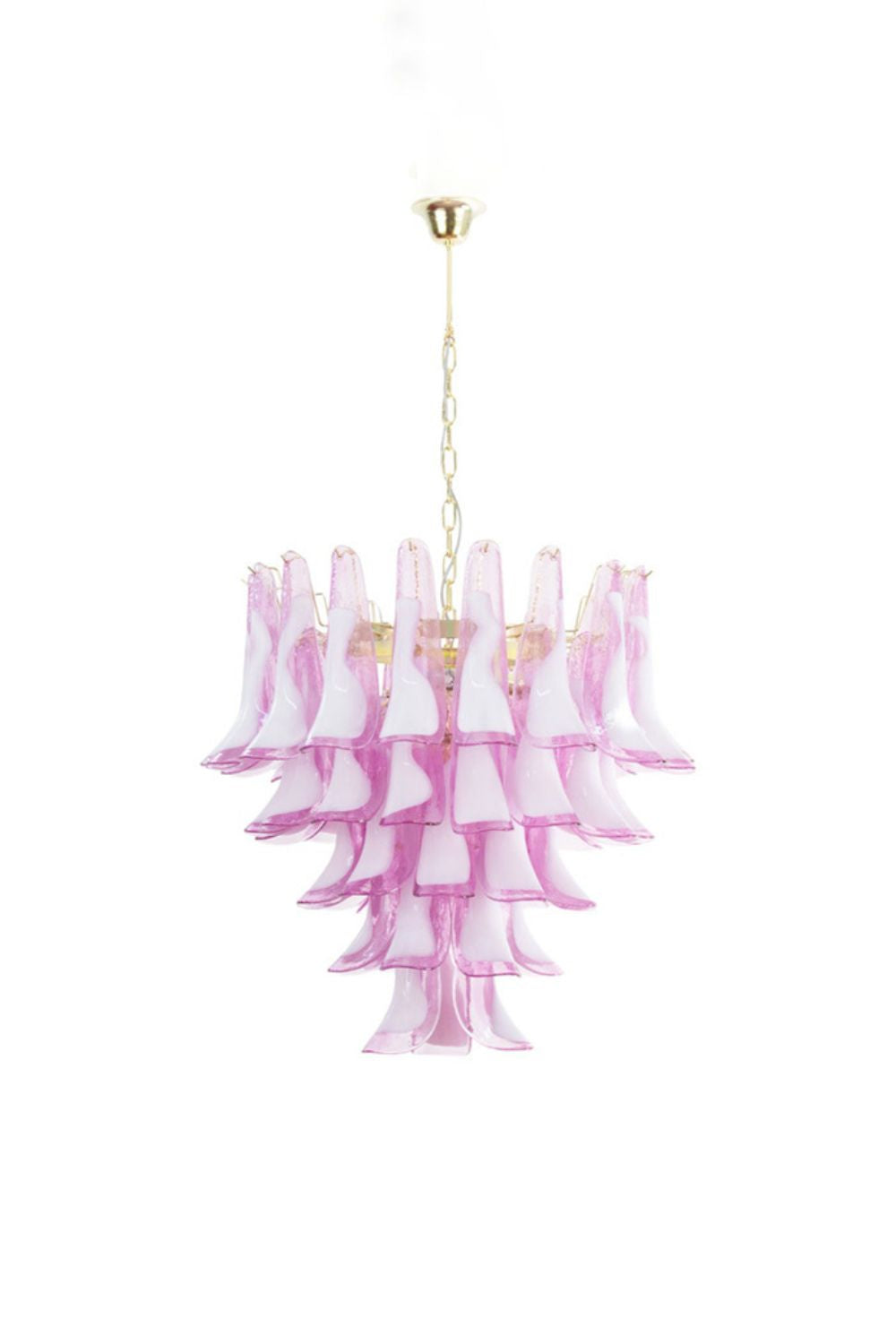 Fuchsia and White Art Glass Petal Tiered Chandelier | morylighting