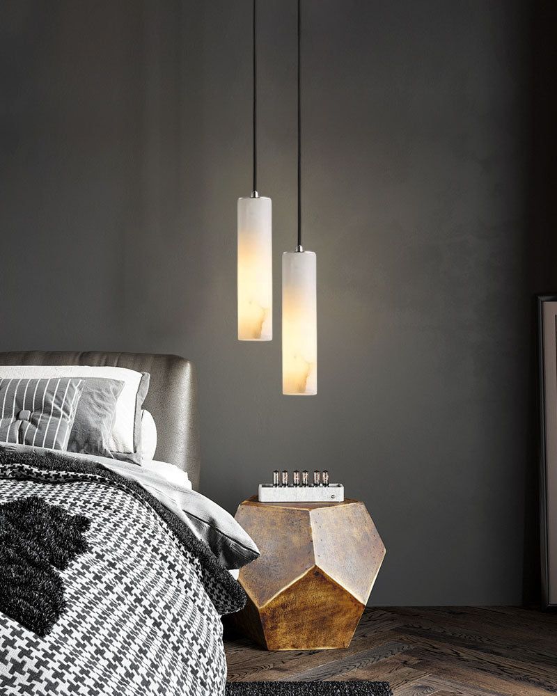 Elegant Lighting Linear Nature Stone 2" Wide Alabaster Chandelier