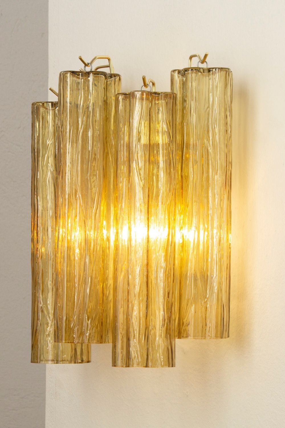 Italian Art amber glass tube wall lamp - view 2 | morylighting