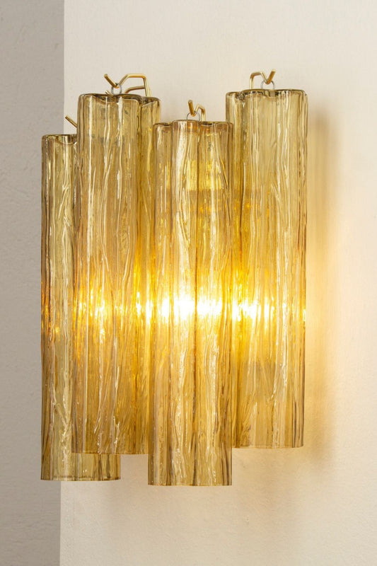Italian Art amber glass tube wall lamp - view 2 | morylighting