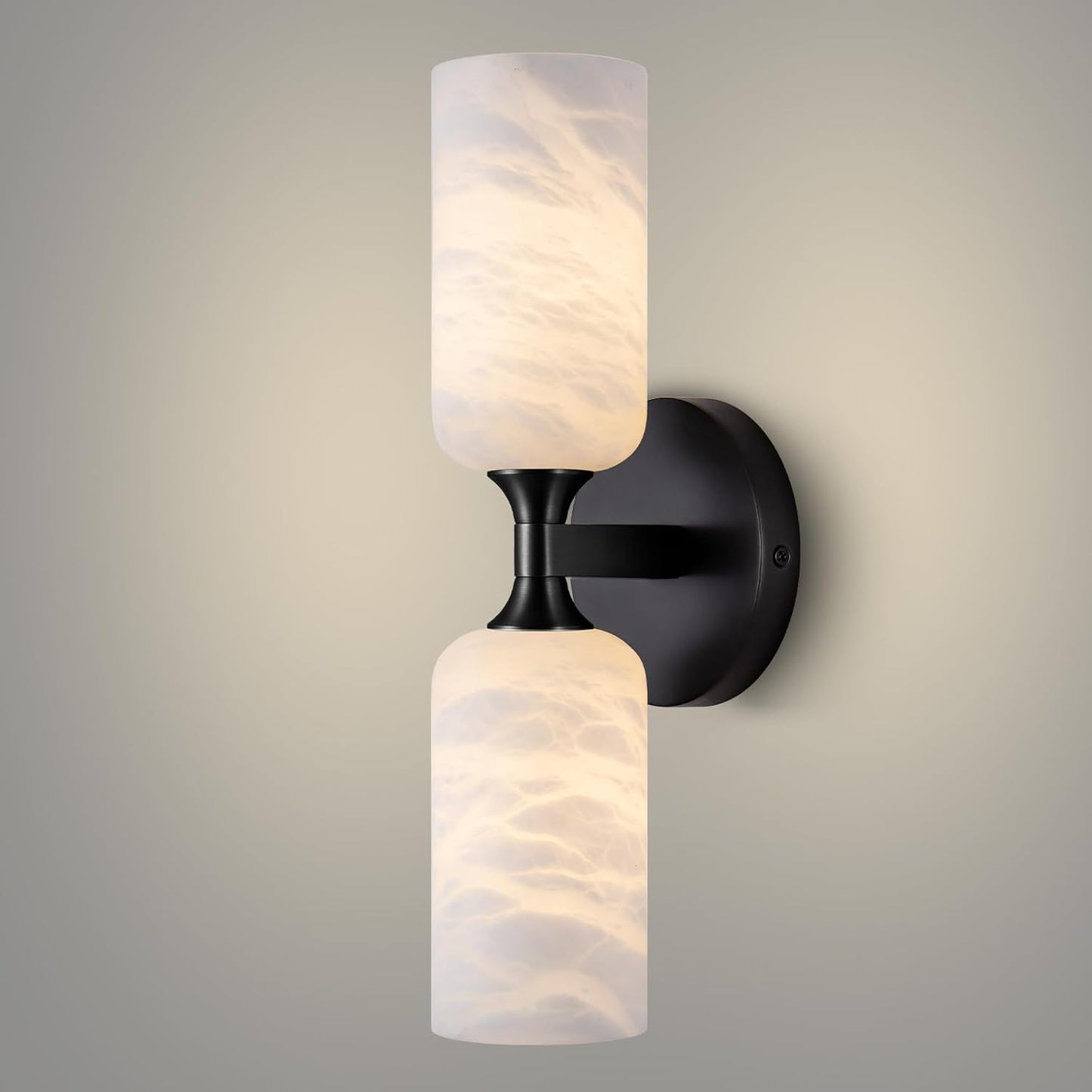 Monty Alabaster Linear Wall Sconce-Black